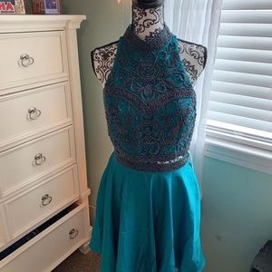 Jade-Colored Two-Piece Homecoming Dress Sherri Hill